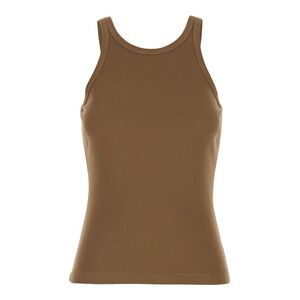 Jucca Women Ribbed Tank Top 'Jucca' Brown With Round Neck In Cotton For Women
